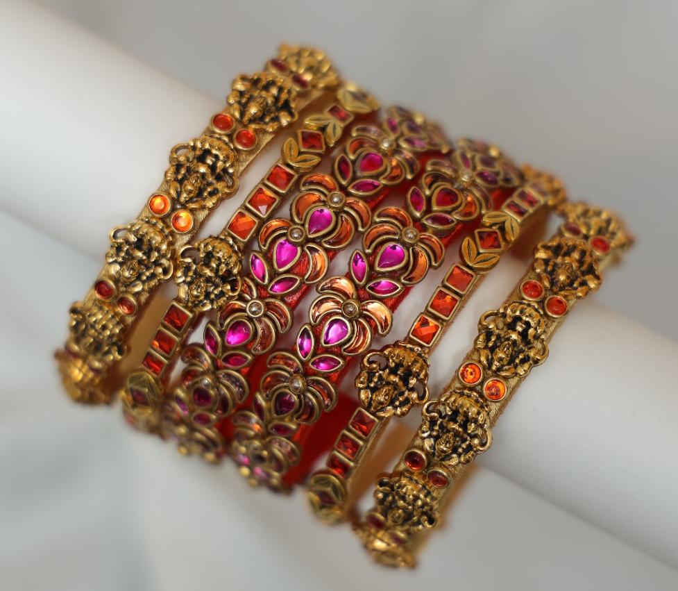 Zaaraa Ruby Lakshmi Blossom Royale Bangles