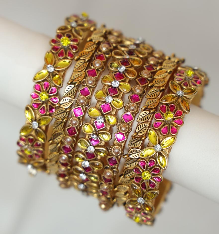 Zaaraa Golden Bloom Heritage Bangles