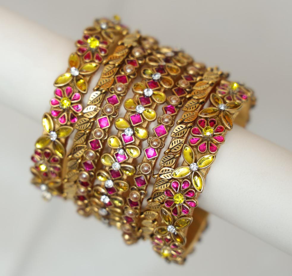 Zaaraa Golden Bloom Heritage Bangles