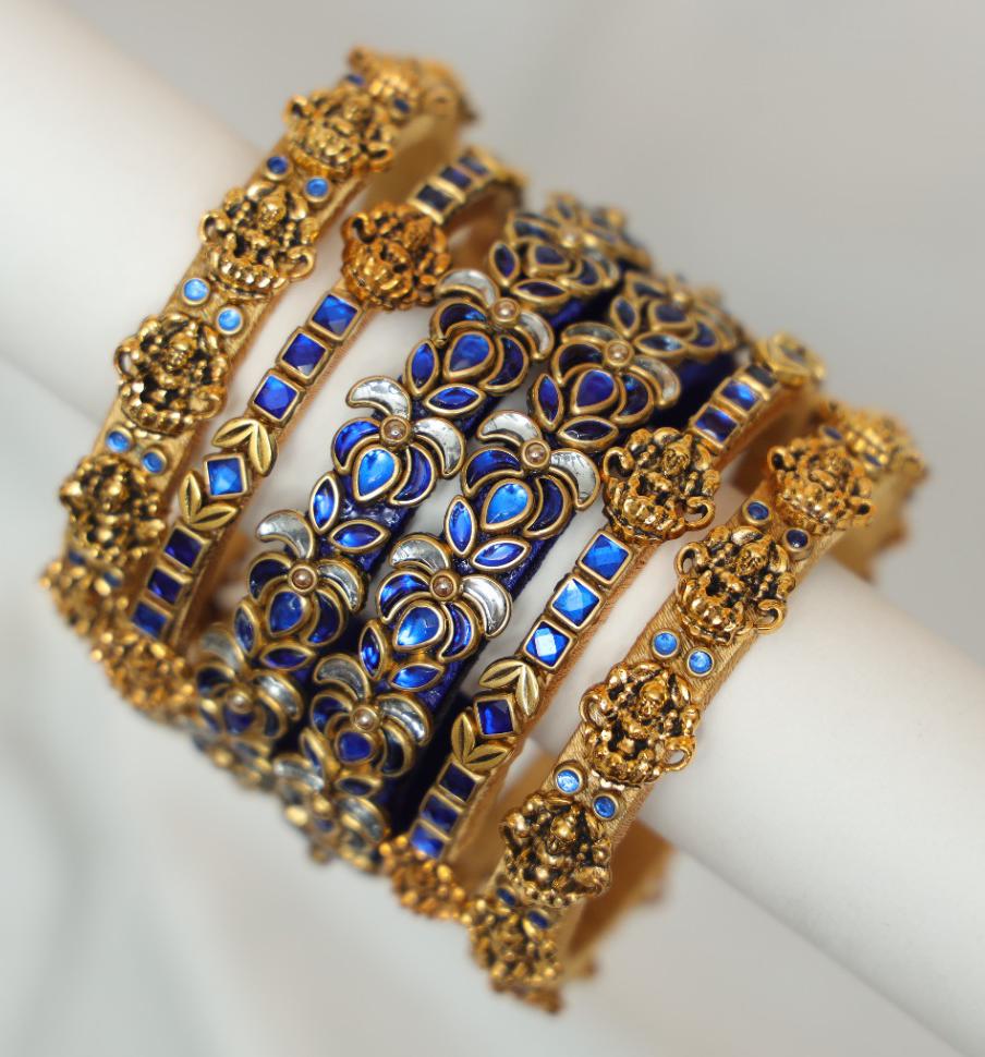 Zaaraa Sapphire Lakshmi Blossom Royale Bangles