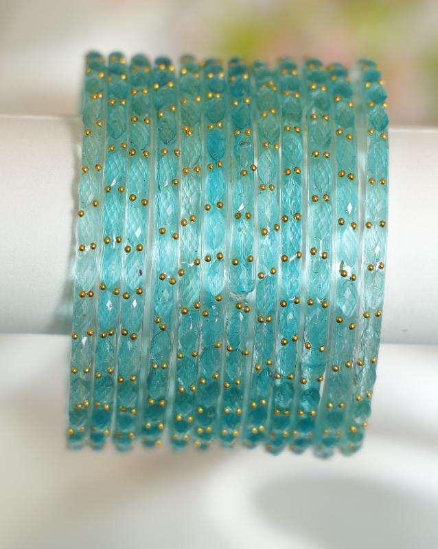 Zaaraa Aqua Raindrop Crystal Bangles