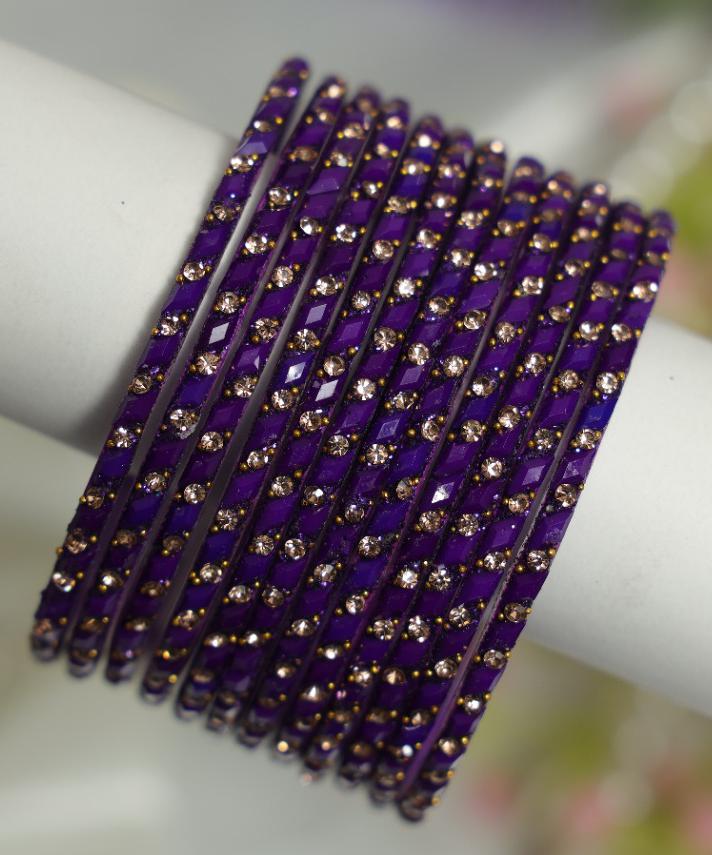 Zaaraa Amethyst Glass Gemstone Bangles