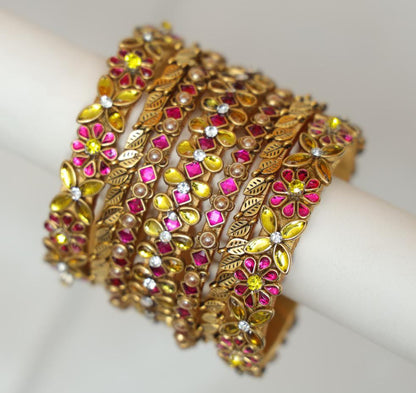 Zaaraa Golden Bloom Heritage Bangles