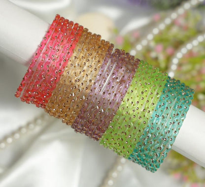 Aishwarya Bangles – Premium Crystal Stone Glass Bangle Set | 5 Colour Collection