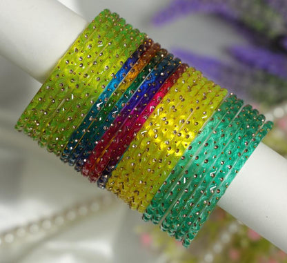 Aishwarya Bangles – Premium Crystal Stone Glass Bangle Set | 4 Colour Collection