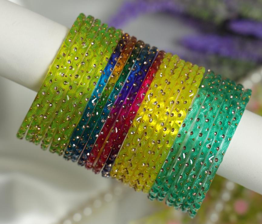 Aishwarya Bangles – Premium Crystal Stone Glass Bangle Set | 4 Colour Collection