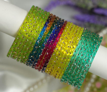 Aishwarya Bangles – Premium Crystal Stone Glass Bangle Set | 4 Colour Collection