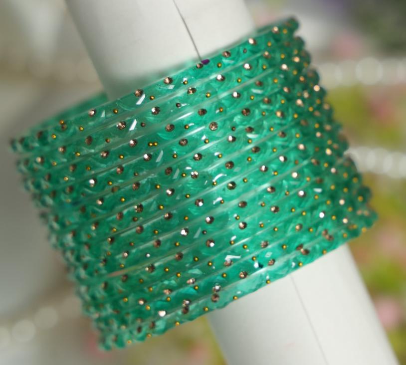 Aishwarya Bangles – Premium Crystal Stone Glass Bangle Set | 4 Colour Collection