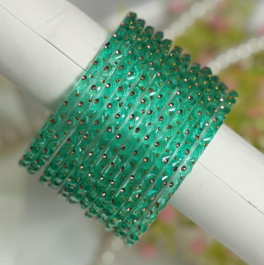 Aishwarya Bangles – Premium Crystal Stone Glass Bangle Set | 4 Colour Collection