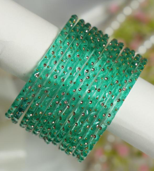 Aishwarya Bangles – Premium Crystal Stone Glass Bangle Set | 4 Colour Collection