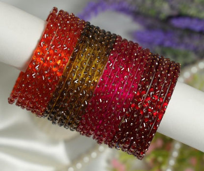Aishwarya Bangles – Premium Crystal Stone Glass Bangle Set | 4 Colour Collection
