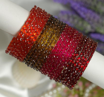 Aishwarya Bangles – Premium Crystal Stone Glass Bangle Set | 4 Colour Collection