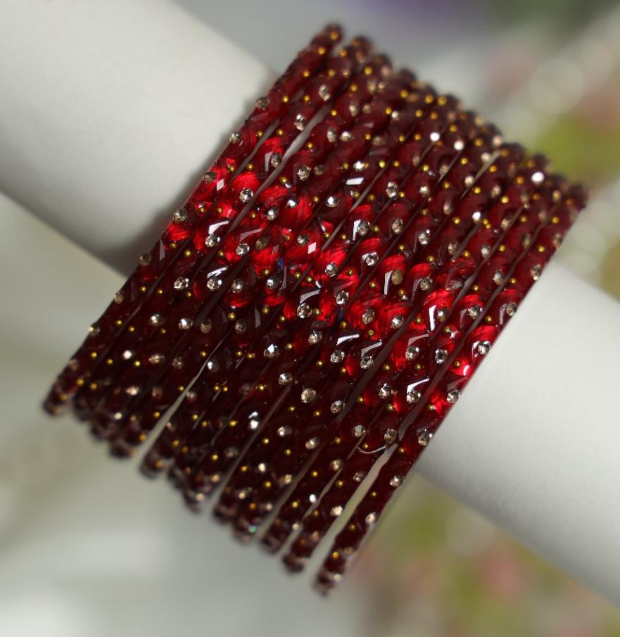 Aishwarya Bangles – Premium Crystal Stone Glass Bangle Set | 4 Colour Collection