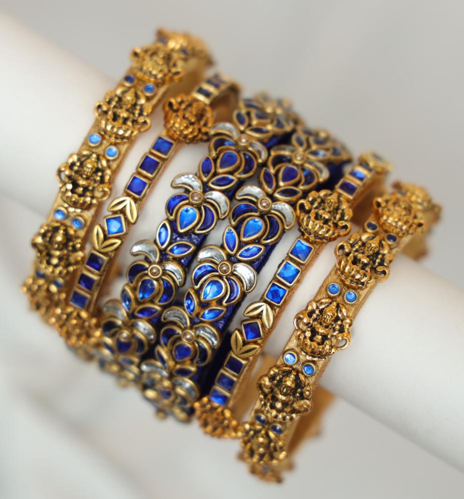 Zaaraa Sapphire Lakshmi Blossom Royale Bangles