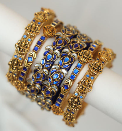 Zaaraa Sapphire Lakshmi Blossom Royale Bangles