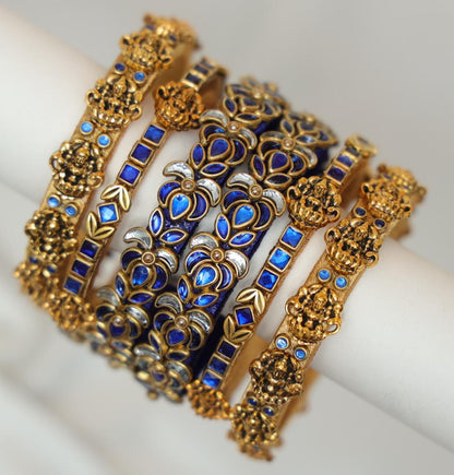 Zaaraa Sapphire Lakshmi Blossom Royale Bangles