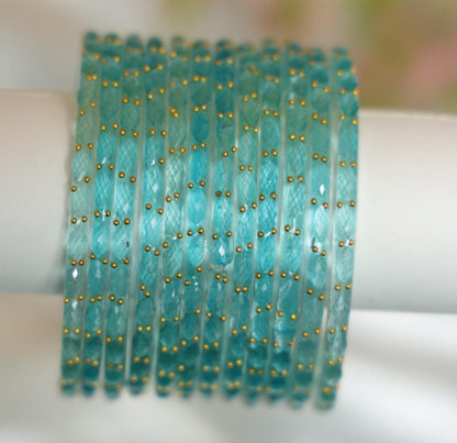 Zaaraa Aqua Raindrop Crystal Bangles