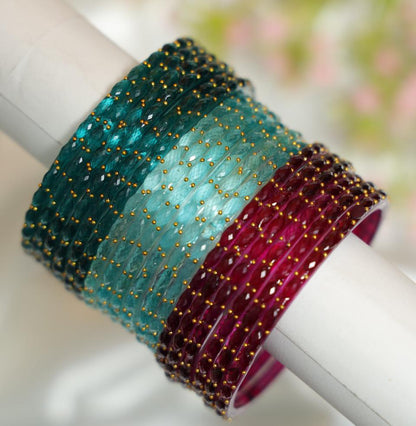 Zaaraa Raindrop Trio Luxe Combo Bangles – 3 Dozen Designer Collection