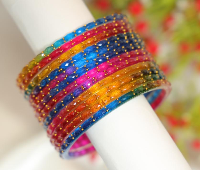 Zaaraa Rainbow Raindrop Crystal Bangles