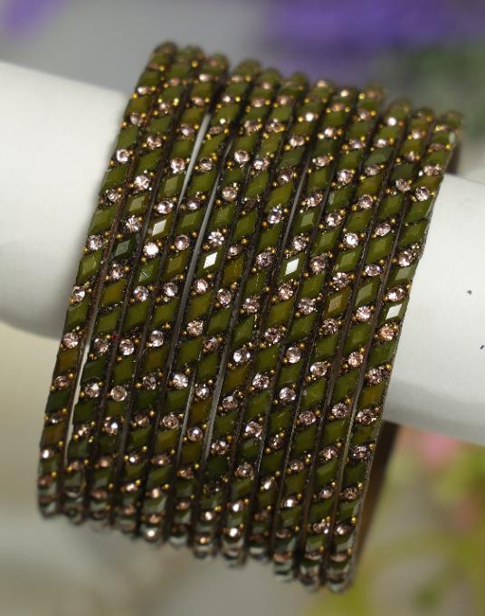 Zaaraa Emerald Luxe Glass Gemstone Bangles
