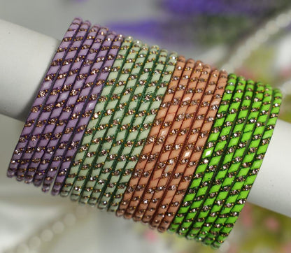 Zaaraa Pastel Prism Glass Gemstone Bangles – 4 Colour Premium Combo Collection