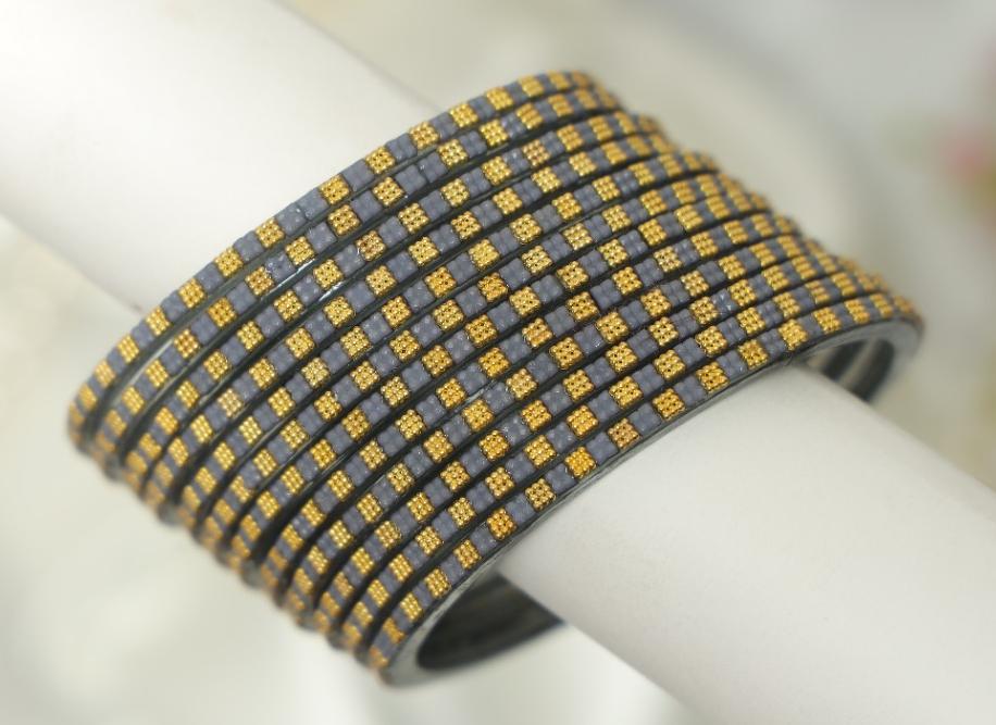 Zaaraa Golden Grid Glass Bangles Combo – Multicolour 6 Dozen  Premium Designer Bangles for Women