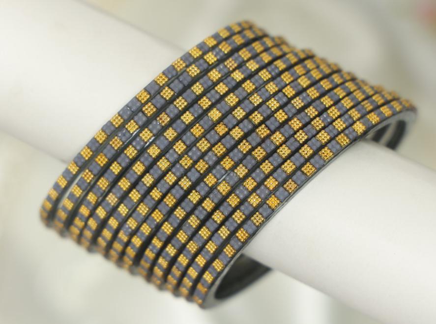 Zaaraa Golden Grid Glass Bangles Combo – Multicolour 6 Dozen  Premium Designer Bangles for Women