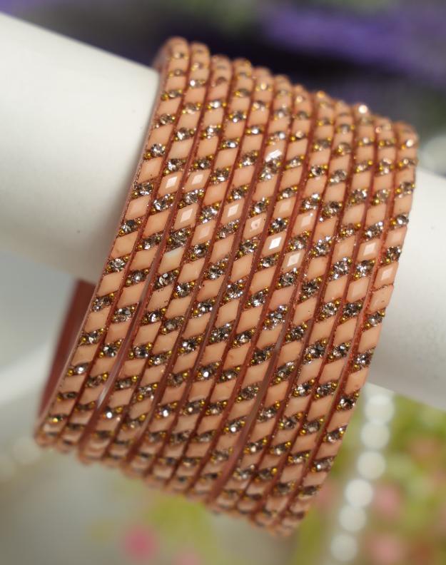 Zaaraa Blush Diamond Glass Gemstone Bangles