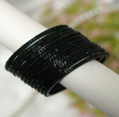 Zaaraa Heart-Cut Texture Glass Bangles Combo – Premium Multicolour Designer Bangles for Women