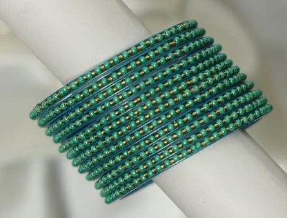 Pastel Pearl Dot Glass Bangles Set - 5 Dozens