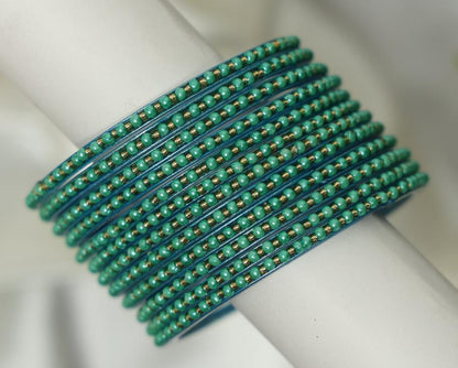 Pastel Pearl Dot Glass Bangles Set - 5 Dozens