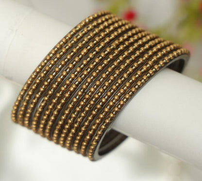 Classic Pearl Dot Glass Bangles Set- 5 Dozens