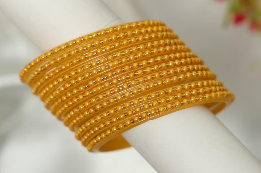 Golden Pearl Dot Glass Bangles