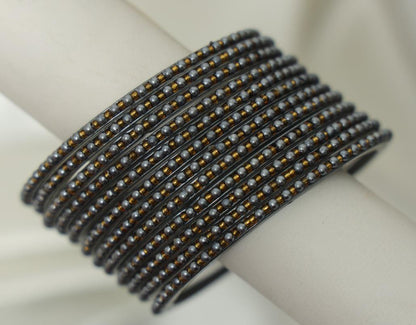 Pearl Dot Designer Glass Bangles Set - 5 Dozens