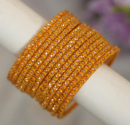 Zaaraa Moon/ Ram Ji  Stone Multicolour Glass Bangles Set - 5 Dozens