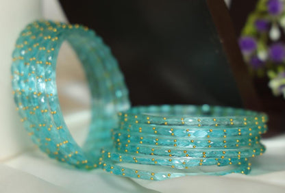 Zaaraa Aqua Raindrop Crystal Bangles