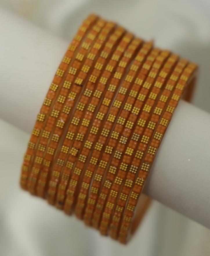 Zaaraa Golden Grid Glass Bangles Combo – 6 Dozens